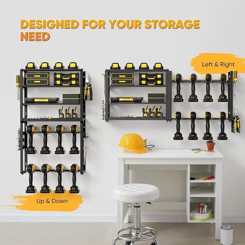 منظم أدوات الطاقة، 8 حامل مثقاب على الحائط، منظم وتخزين أدوات المرآب شديدة التحمل، رف أدوات مناسب لغرفة الأدوات، ورشة العمل، المرآب in Kuwait