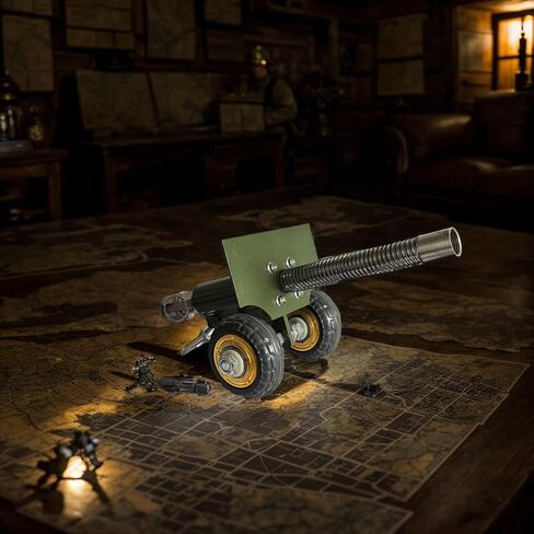A 3.67-pounds Firecracker Cannon，Mini Cannon Model with Recoil Mechanism， Stainless Steel Model Collection Gifts Desktop Ornaments for Military Fans (Green), Green（3.67pounds） in Saudi Arabia