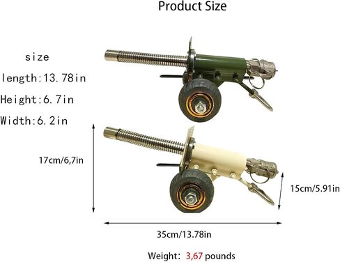 A 3.67-pounds Firecracker Cannon，Mini Cannon Model with Recoil Mechanism， Stainless Steel Model Collection Gifts Desktop Ornaments for Military Fans (Green), Green（3.67pounds） in Saudi Arabia