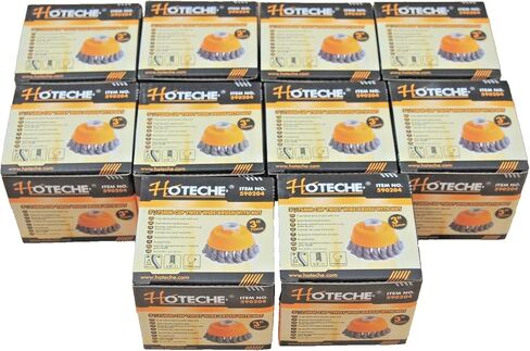 Hoteche 10 قطع 3 بوصة فرشاة أكواب سلكية ملتوية 5/8 بوصة - خيوط 11NC لمطحنة الزوايا، برتقالي in Kuwait