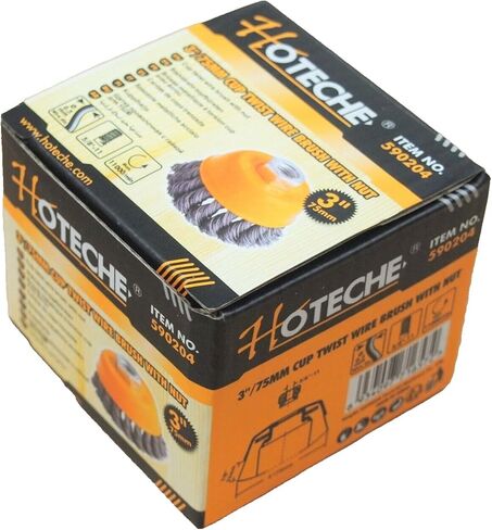 Hoteche 10 قطع 3 بوصة فرشاة أكواب سلكية ملتوية 5/8 بوصة - خيوط 11NC لمطحنة الزوايا، برتقالي in Kuwait