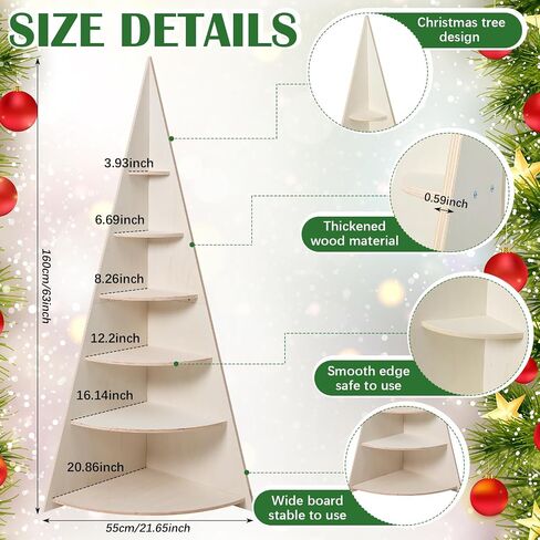 Christmas Tree Bookshelf 63" Tall Christmas Tree Corner Shelf 6 Tier Wood Corner Display White Book Tree Bookshelf Ladder Shelves Display Stand for Bedroom Living Room Classroom Office in Saudi Arabia