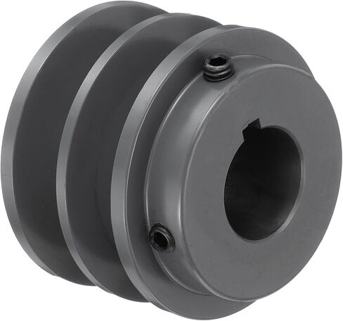 uxcell 2BK28-1 1/8 V-Belt Sheave 1 1/8 "تتحمل 2.95" OD مزدوج الأخدود الويب Sheave بالملل إلى الحجم، الحديد الزهر، قسم الحزام لحزام 3L أو B in Saudi Arabia