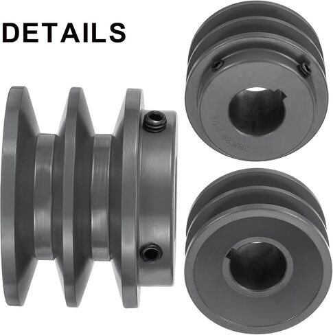 uxcell 2BK28-1 1/8 V-Belt Sheave 1 1/8 "تتحمل 2.95" OD مزدوج الأخدود الويب Sheave بالملل إلى الحجم، الحديد الزهر، قسم الحزام لحزام 3L أو B in Saudi Arabia