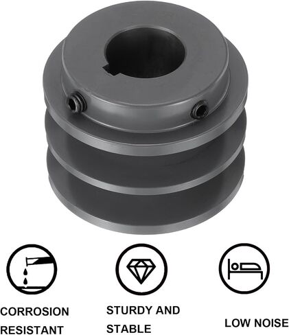 uxcell 2BK28-1 1/8 V-Belt Sheave 1 1/8 "تتحمل 2.95" OD مزدوج الأخدود الويب Sheave بالملل إلى الحجم، الحديد الزهر، قسم الحزام لحزام 3L أو B in Saudi Arabia