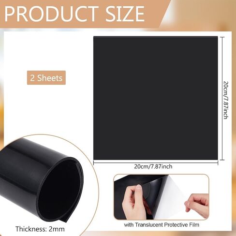 BENECREAT 2Pcs Anti-Slip Silicone Mat, 8x8 Inch Waterproof Silicone Placemats, Black Heat Insulation Silicone Pad for Craft DIY, Nail Art, Countertop Protector, 2mm Thick in Saudi Arabia