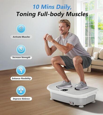 FEIERDUN Vibration Plate Exercise Machine, Vibration Plate for Lymphatic Drainage, Power Plate Vibration Platform w/ Loop Bands for Weight Loss & Toning in Saudi Arabia
