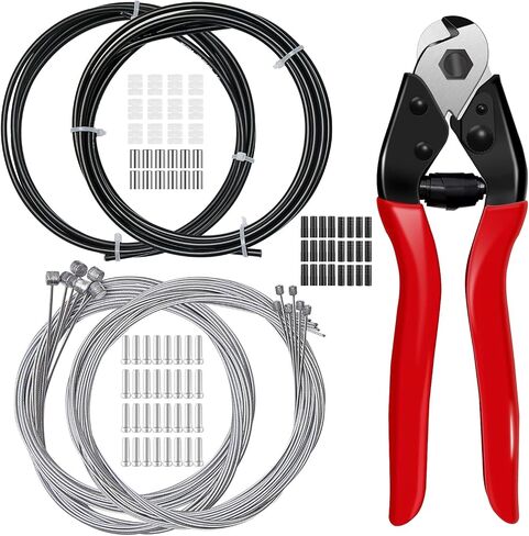 99 Pcs Stainless Steel Bike Cable Cutter,Bike Brake Cable and Housing Set,Bike Shifter Cable Housing Set with Bike Cable End Caps,Copper Sleeves and O-Rings Kit for Mountain Road Bike Bicycle in Saudi Arabia