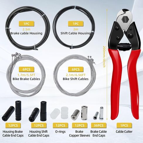 99 Pcs Stainless Steel Bike Cable Cutter,Bike Brake Cable and Housing Set,Bike Shifter Cable Housing Set with Bike Cable End Caps,Copper Sleeves and O-Rings Kit for Mountain Road Bike Bicycle in Saudi Arabia