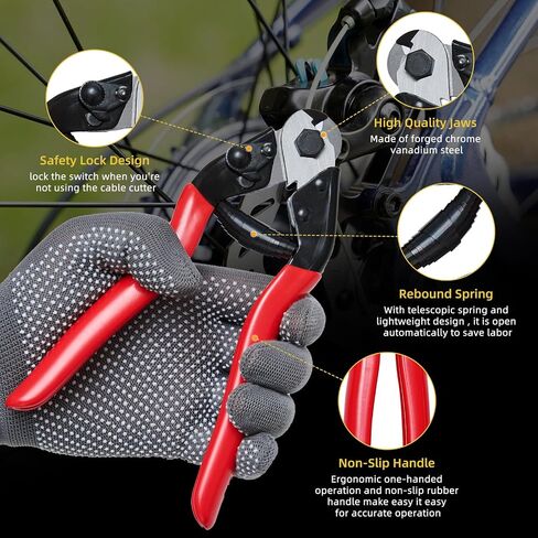 99 Pcs Stainless Steel Bike Cable Cutter,Bike Brake Cable and Housing Set,Bike Shifter Cable Housing Set with Bike Cable End Caps,Copper Sleeves and O-Rings Kit for Mountain Road Bike Bicycle in Saudi Arabia