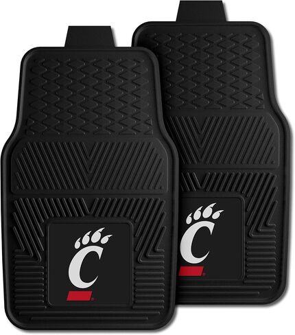 FANMATS 11764 Cincinnati Bearcats مجموعة سجادة سيارة من الفينيل شديدة التحمل مكونة من قطعتين، سجادات أرضية الصف الأمامي، حماية من جميع الأحوال الجوية، ملاءمة عالمية، تصميم خزان عميق in Saudi Arabia