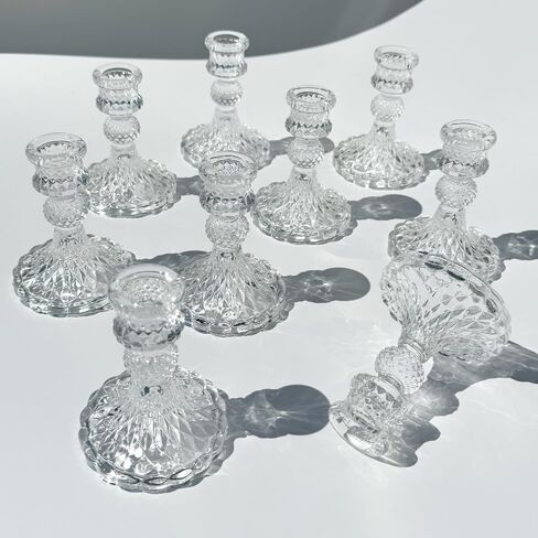 Glass Candle Holder Set of 3,Clear Candlestick Holder for Table Centerpiece,Taper Candle Holder for Wedding, Party and Festival Decoration in Saudi Arabia