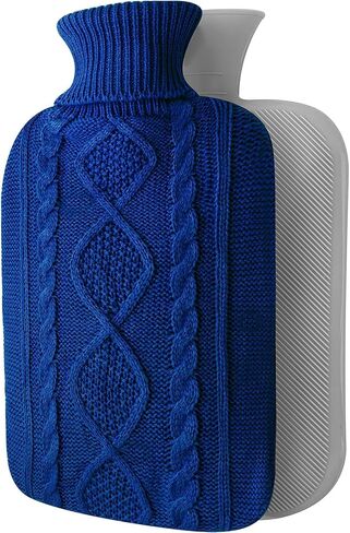 Hot Water Bottle with Cover - Premium Soft Knitted Cover - 2L Large Capacity - Hot Water Bag for Pain Relief, Neck and Shoulders, Back & Cosy Nights in Kuwait