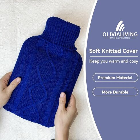 Hot Water Bottle with Cover - Premium Soft Knitted Cover - 2L Large Capacity - Hot Water Bag for Pain Relief, Neck and Shoulders, Back & Cosy Nights in Kuwait