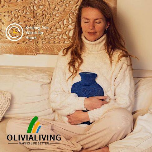 Hot Water Bottle with Cover - Premium Soft Knitted Cover - 2L Large Capacity - Hot Water Bag for Pain Relief, Neck and Shoulders, Back & Cosy Nights in Kuwait