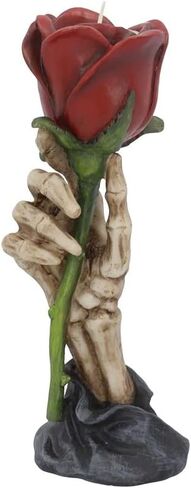 حامل شموع اليد من Nemesis Now Eternal Flame Skeleton Hand، ديكور قوطي رومانسي، حامل شموع من الراتنج مطلي يدويًا مع وردة حمراء، 20.5 سم in Kuwait