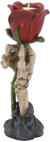 حامل شموع اليد من Nemesis Now Eternal Flame Skeleton Hand، ديكور قوطي رومانسي، حامل شموع من الراتنج مطلي يدويًا مع وردة حمراء، 20.5 سم in Kuwait