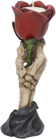 حامل شموع اليد من Nemesis Now Eternal Flame Skeleton Hand، ديكور قوطي رومانسي، حامل شموع من الراتنج مطلي يدويًا مع وردة حمراء، 20.5 سم in Kuwait