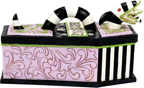 Enesco Beetlejuice بواسطة Jim Shore Coffin The Ghost with the Most Trinket Box - صندوق مجوهرات مخطط من الراتنج مصنوع يدويًا من بيتلجوس الرملي القابل للتجميع، تمثال ديكور المنزل للهالوين، 3.15 بوصة in Saudi Arabia