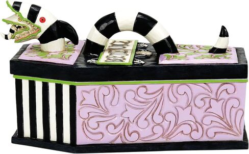 Enesco Beetlejuice بواسطة Jim Shore Coffin The Ghost with the Most Trinket Box - صندوق مجوهرات مخطط من الراتنج مصنوع يدويًا من بيتلجوس الرملي القابل للتجميع، تمثال ديكور المنزل للهالوين، 3.15 بوصة in Saudi Arabia