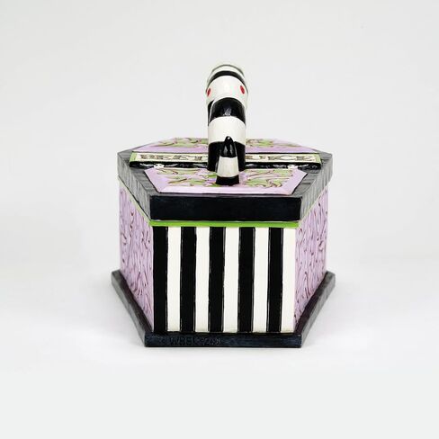 Enesco Beetlejuice بواسطة Jim Shore Coffin The Ghost with the Most Trinket Box - صندوق مجوهرات مخطط من الراتنج مصنوع يدويًا من بيتلجوس الرملي القابل للتجميع، تمثال ديكور المنزل للهالوين، 3.15 بوصة in Saudi Arabia