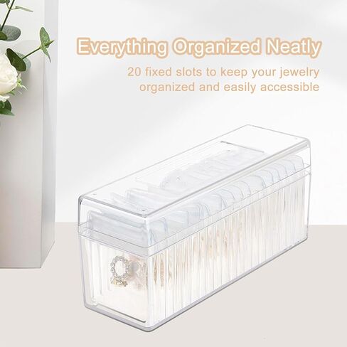 Acrylic Jewelry Organizer - Clear Acrylic Organizer with 20pcs PVC Portable Anti Tarnish Jewelry bags, Jewelry Box Jewelry Storage for Earring Necklaces Rings in Saudi Arabia
