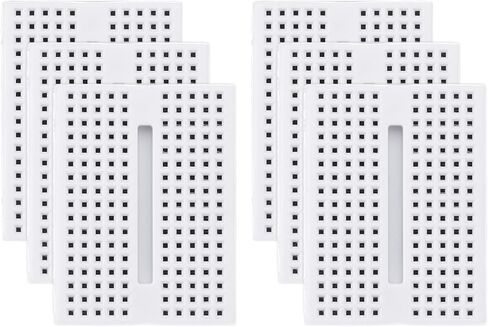 PATIKIL 6pcs Mini Breadboard, Solderless Breadboard Small Breadboard 170 Tie Points Prototype PCB Bread Board Electronics Self Adhesive Plates, SYB-170, White in Saudi Arabia