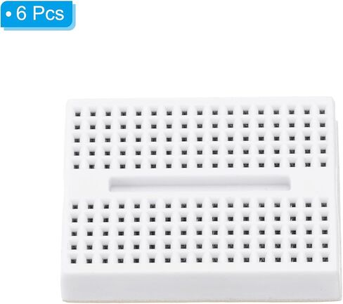 PATIKIL 6pcs Mini Breadboard, Solderless Breadboard Small Breadboard 170 Tie Points Prototype PCB Bread Board Electronics Self Adhesive Plates, SYB-170, White in Saudi Arabia