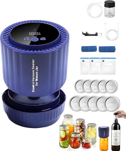 Mason Jar Vacuum Sealer,Electric Mason Jar Vacuum Sealer Kit for Wide&Regular Mouth Mason Jars Vacuum Bags Wine Bottle-Jar Vacuum Sealer for Mason Jars-Canning Vacuum Sealer Mason Jar for Food Storage in Saudi Arabia