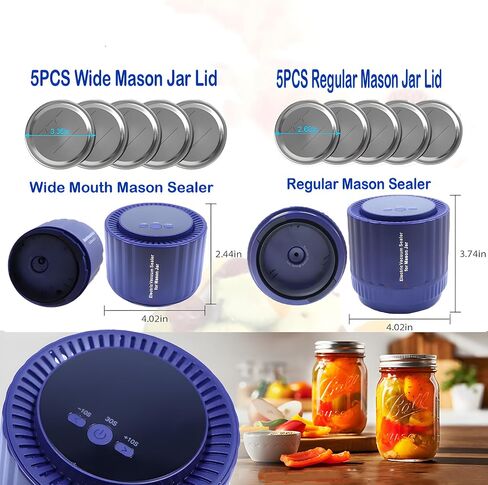 Mason Jar Vacuum Sealer,Electric Mason Jar Vacuum Sealer Kit for Wide&Regular Mouth Mason Jars Vacuum Bags Wine Bottle-Jar Vacuum Sealer for Mason Jars-Canning Vacuum Sealer Mason Jar for Food Storage in Saudi Arabia