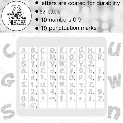 72 Pcs 4 Inch Glitter Bulletin Board Letters Chalkboard Classroom Letters Poster Cut Out Letters for Bulletin Boards with Adhesive Dot Alphabet 0-9 Number Symbol Punctuation Display (Black) in Saudi Arabia