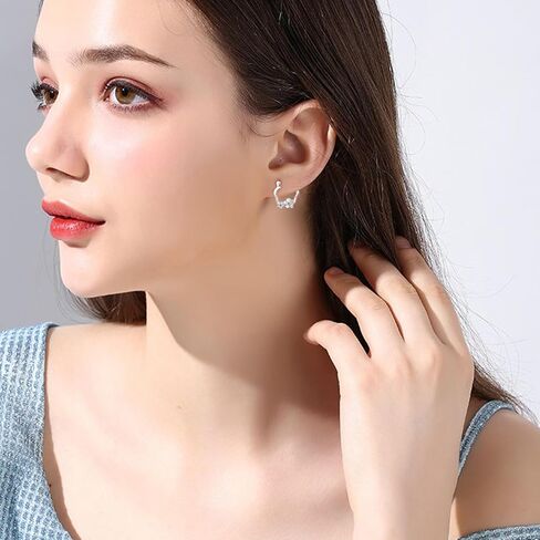 Dreamboat Snowflake Earrings 925 Sterling Silver Cubic Zirconia Snowflake Earrings Hypoallergenic Small Huggie Hoop Earrings Snowflake Jewelry Winter Gifts for Women Girls in Saudi Arabia
