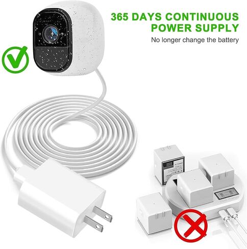 2 Pack Charging Power Cable Cord 9V for Arlo Pro Pro2, Arlo Q,Arlo GO, Essential Spotlight XL/XL 2nd, Wyze Cam Pan v3 v2,Netvue,Blink,Yi Home Camera,Oculus go,Kasa Cam Wall Charger Adapter Replacement in Kuwait