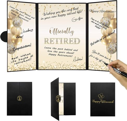 DARUNAXY Blue Silver Retirement Party Decorations, Officially Retired Alternative Signature Guest Book for Men Women Happy Retirement Gifts Signing Card Board for Retirement Farewell Party Supplies in Saudi Arabia