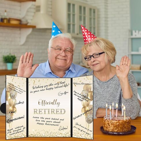 DARUNAXY Blue Silver Retirement Party Decorations, Officially Retired Alternative Signature Guest Book for Men Women Happy Retirement Gifts Signing Card Board for Retirement Farewell Party Supplies in Saudi Arabia