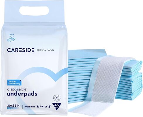 CARESIDE® 30x36 Disposable Thick Absorbent Underpad {45 count} for Baby Adults Incontinence Elderly Disabled Leakproof Chuck Training Pad Dog Pee Bed Undersheet Protector for Maternity Sanitary Doggie in Saudi Arabia