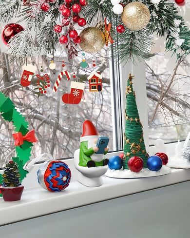 3.5'' Novelty Gnomes Christmas Figurine, Reading His Smartphone on The Toilet, Mini Handmade Funny Gnomes Christmas Decortaions Ornament Indoor in Saudi Arabia