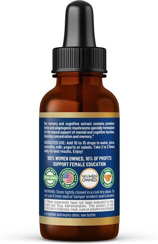 Herbal Goodness Memory and Cognition Liquid Extract 1oz - Memory and Clarity Support, Immune Support, Performance Support, Energy Boost - Organic, Natural in Saudi Arabia