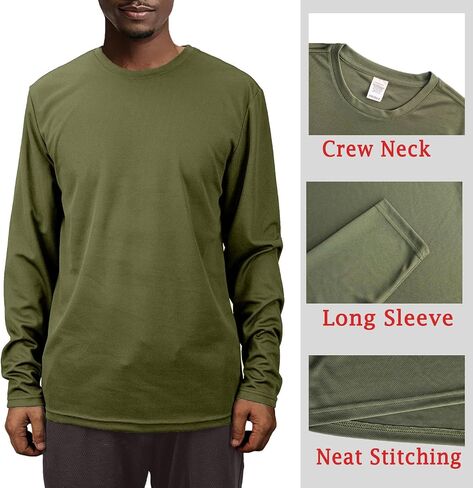 2 Pack Mens Long Sleeve Tee Shirts, Crewneck Quick Dry Breathable Athletic Activewear Running Polyester T-Shirt in Saudi Arabia