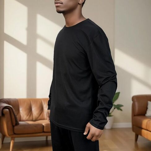 2 Pack Mens Long Sleeve Tee Shirts, Crewneck Quick Dry Breathable Athletic Activewear Running Polyester T-Shirt in Saudi Arabia