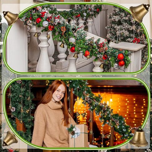 Zonon 8.86 ft Christmas Bells Christmas Bronze Jingle Bells Hanging String Vintage Jingle Bell Decorative Craft Bell Garland on String Metal Gold Bells for Wall Ornaments Home Office Door Decorations in Saudi Arabia