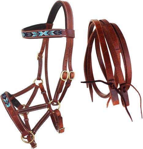 تشالنجر هورس جلد غربي مزين بالخرز من Bitless Sidepull Bridle 77RS18TN-F in Saudi Arabia
