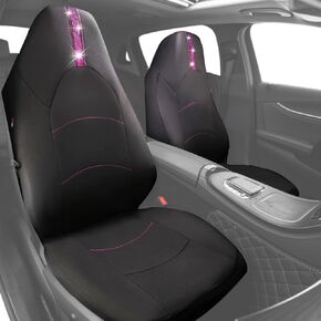 CAR PASS Bling Car Seat Covers Shining Rhinestone Diamond Waterproof Faux Leather Full Set Universal Fit 95% Automotive Glitter Crystal Sparkle Strips for Cute Women Girl, Sliver Diamond