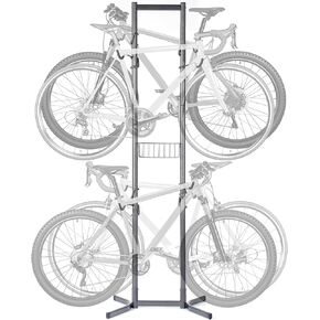 Bike Rack for Garage & Home by Delta Cycle - No Drilling Required - Fully Adjustable Gravity Storage Rack for Any Style Bicycle - Freestanding Vertical Rack