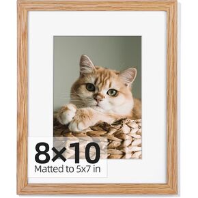 12x12 Oak Wood Picture Frame,Display Pictures 8x8 with Mat or 12x12 Without Mat,Natural Solid Wooden Picture Frames for Wall Art Photo and Prints,Tabletop Display-Natural Oak Color