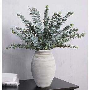 GeLive 10-inch Ceramic Rustic Vase Retro Vase Wabi Sabi Pottery Vase Floor Vase Fresh and Dried Flower Vase Table Centerpiece Vase Farmhouse Home Decor (Grey White)
