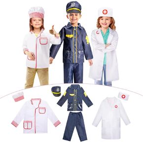 LOYO Kids Role Play Dress Up Clothes for 3-8 Years Old Play, 4 Sets Astronaut/Doctor/Fireman/Construction Costume for Kids And Toddlers Boys Halloween Costumes