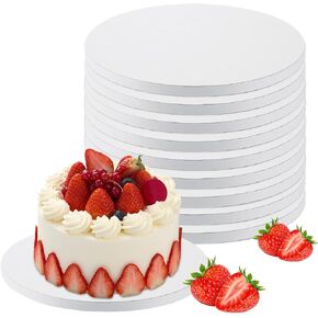 JMIATRY 10 PCS 12 Inch Cake Drum White Thick Reusable Cake Boards 12 inch Cake Drum Round 1/2" Thick White Cake Drum for Multi-Layer Cakes