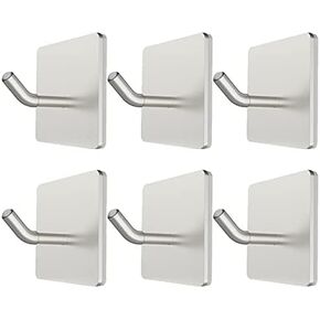 VIVII 6 Pack Adhesive Hooks, 3M Self Adhesive, Metal Wall Sticky Hooks Hanger for Keys Bags Clothes Hat Towel, Kitchen Bath Room Living Room No Drilling Needed