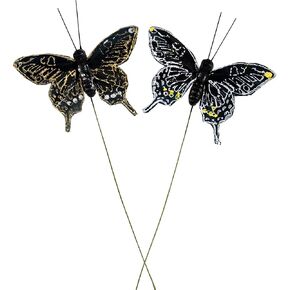 Cartanfill-Feather Black Butterfly paired with Gold and Silver line Patterns, for Home Accent Piece, Gift Idea